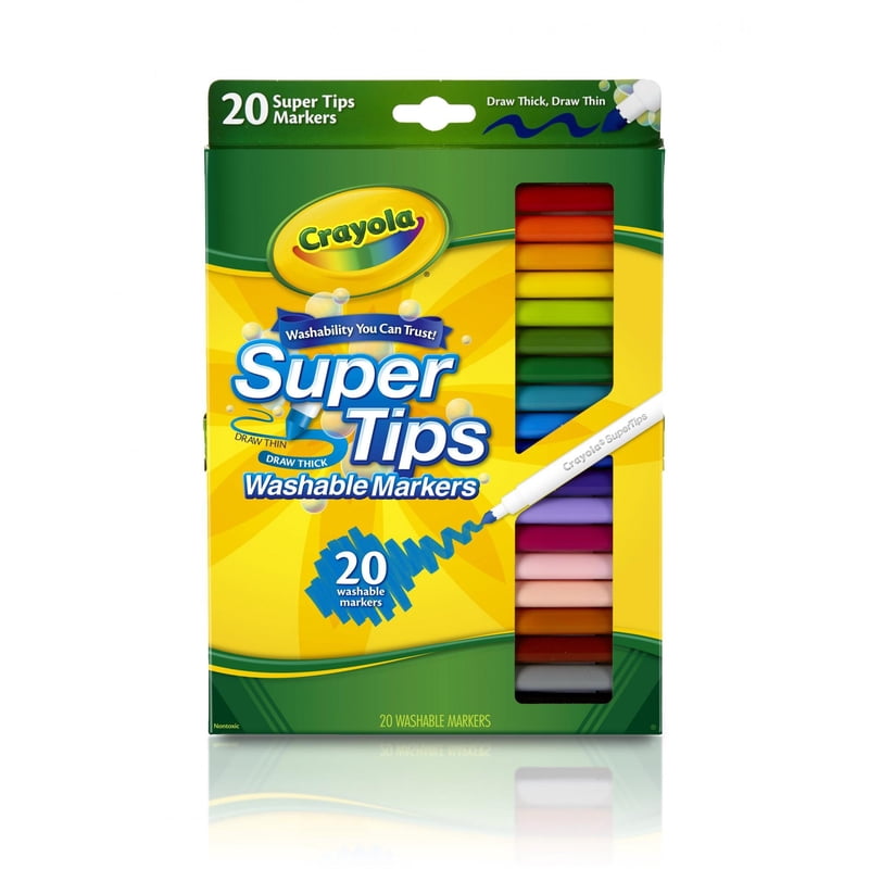20 Pack Washable Crayola Super Tips Markers for Kids and Art Projects