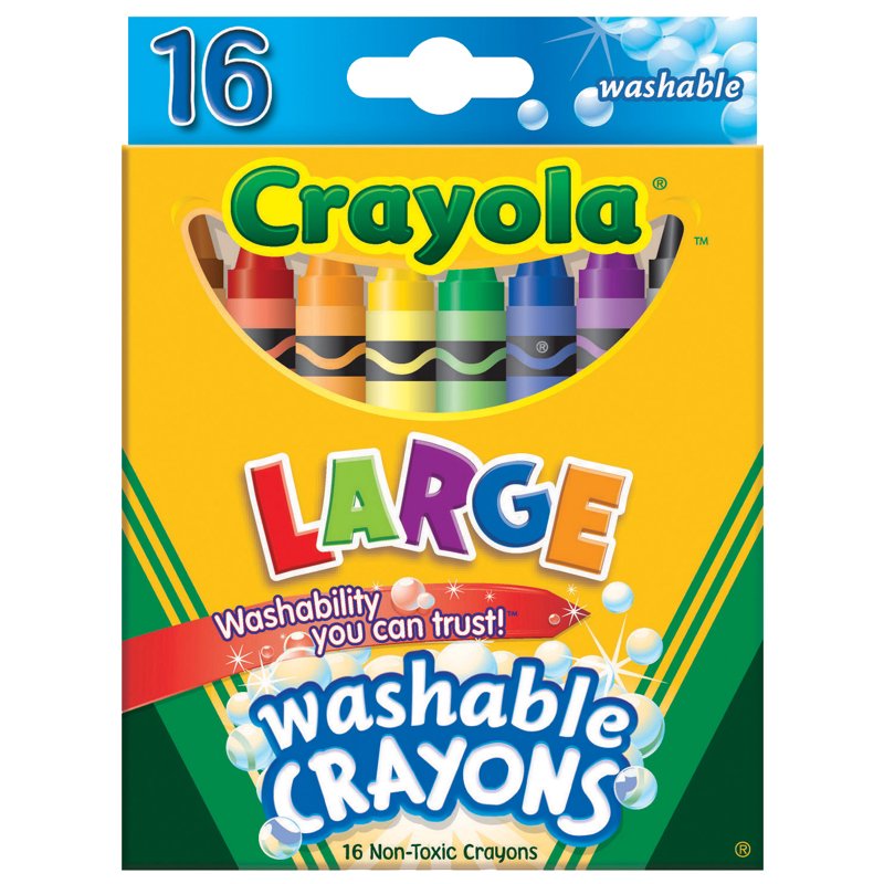 Crayola Large Washable Crayons - 16 Count for Kids, Bright & Easy to Wash