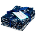 Precut Blue Cotton Batik Fabric Bundle - 18x21 Inches, 5 Pieces
