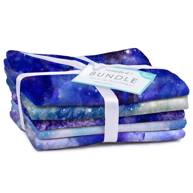 Cotton Celestial Fabric Bundle - Precut Quilt & Sewing Material, 18x21 Inches, Multicolor, 5 Pieces