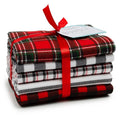 Precut Cotton Flannel Plaid Fabric Bundle - 18x21 Inches, 5 Pieces
