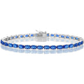 Blue Sapphire Sterling Silver Tennis Bracelet 7.5 Inch Jewelry Gift