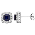 Sterling Silver Halo Stud Earrings in Multiple Gemstones - Elegant Jewelry