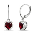 Sterling Silver Heart Bezel-Set Dangle Earrings with Birthstone Options