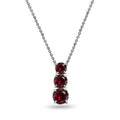Created Ruby 3-Stone Journey Sterling Silver Pendant Necklace for Women & Teens