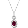 Created Ruby and White Sapphire Gemstone Pendant in Sterling Silver with 18-Inch Chain