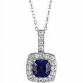 Sterling Silver Blue & White Sapphire Pendant Necklace - Elegant Jewelry