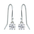 Sterling Silver White Sapphire Dangle Earrings 5mm Solitaire Jewelry for Women & Teens