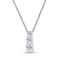 White Sapphire 3-Stone Sterling Silver Pendant Necklace for Women & Teens