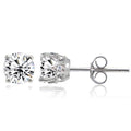 Sterling Silver Crown Stud Earrings with Created White Sapphire - Birthstone Jewelry for Women & Teens