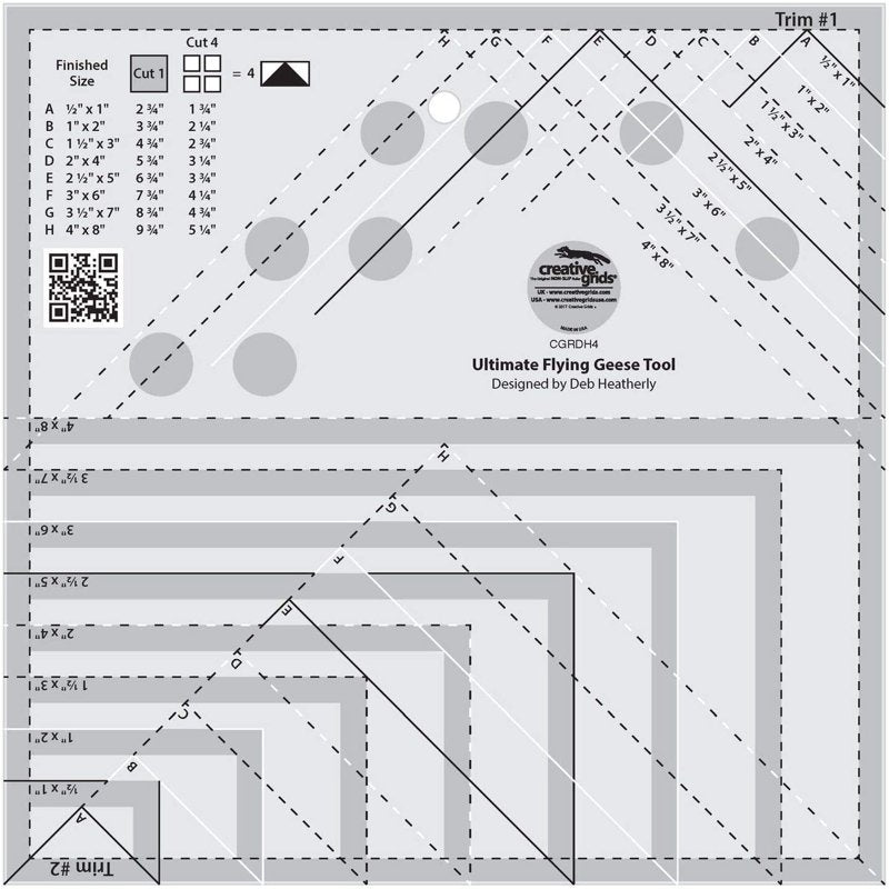 Quilting Ruler for Flying Geese Blocks - 8 Sizes, Accurate & Easy to Use