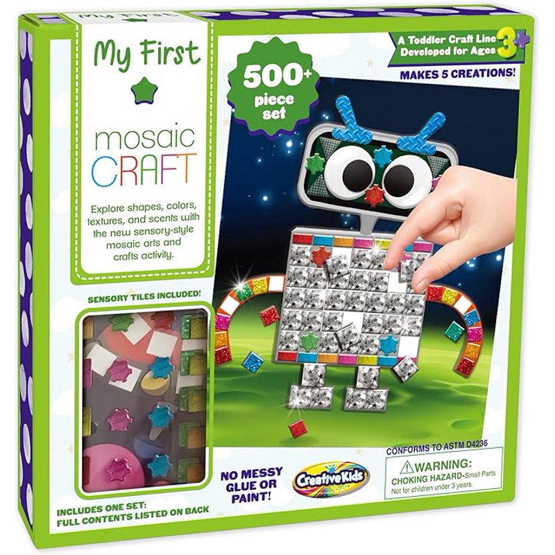 Kids Sensory Sticker Mosaic Craft Kit for Ages 3+ - Over 50 Pieces