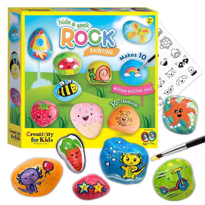 Kids Rock Painting Kit with 10 Waterproof Rocks & Art Supplies