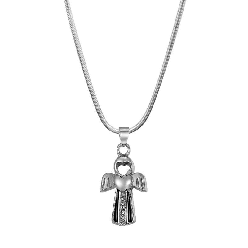 Cremation Jewelry for Ashes Memorial Necklace with Free Funnel Kit and Velvet Box - Angel Wing Heart Cross Style