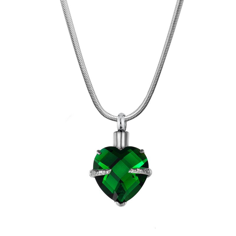 Heart Cremation Urn Necklace for Human Ashes - Memorial Keepsake Jewelry with Birthstone Option