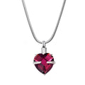 Heart Cremation Urn Necklace for Human Ashes with Birthstone Crystal - Memorial Keepsake Jewelry