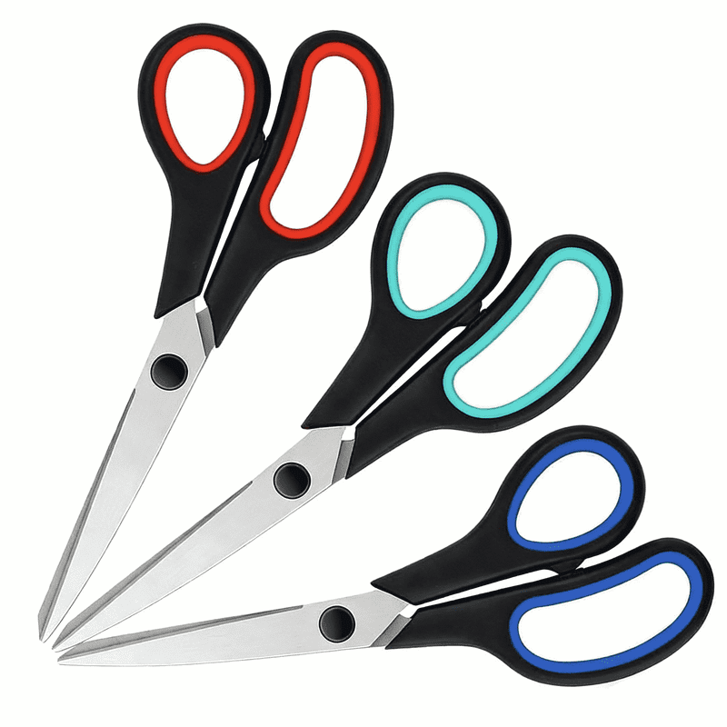 Crenova 8" Heavy-Duty Scissors with Safety Blunt Tip - 3 Pack, Black (Variation: Black)