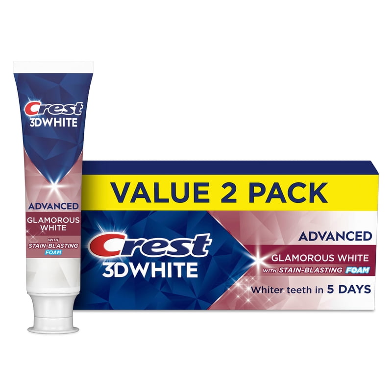 Whitening Toothpaste Pack of 2 - Crest 3D White Advanced Glam White