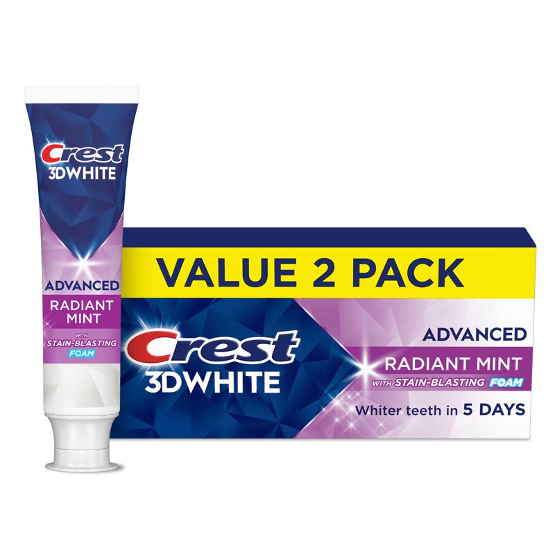 Whitening Toothpaste Pack with Fluoride - Radiant Mint, 3.3 oz, 2 Pack