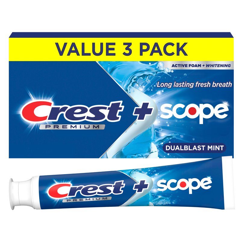 Crest Multi Pack Mint Fluoride Toothpaste - Dual Blast Scope Freshness, 3-Pack