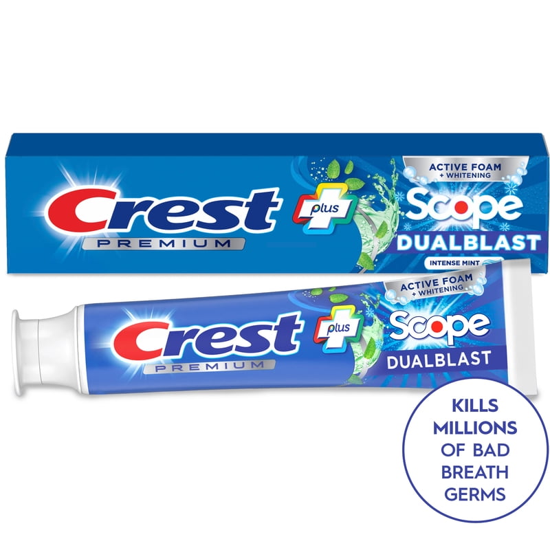 Crest Mint Fluoride Toothpaste with Scope Dual Blast, 5.2 oz - Multipack