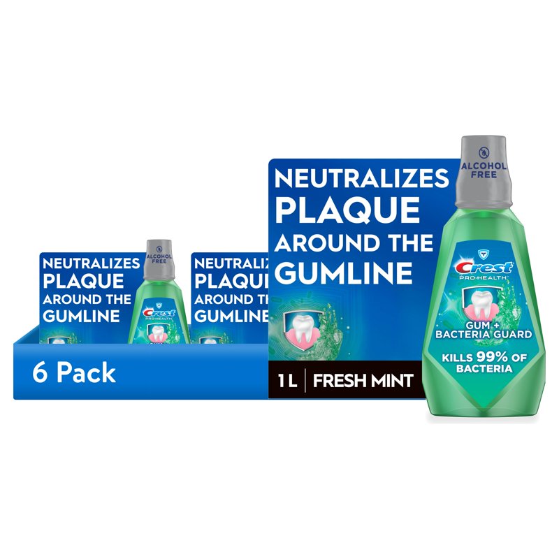 Multipack Crest Mouthwash Pro-Health Gum & Bacteria Guard Mint 1L