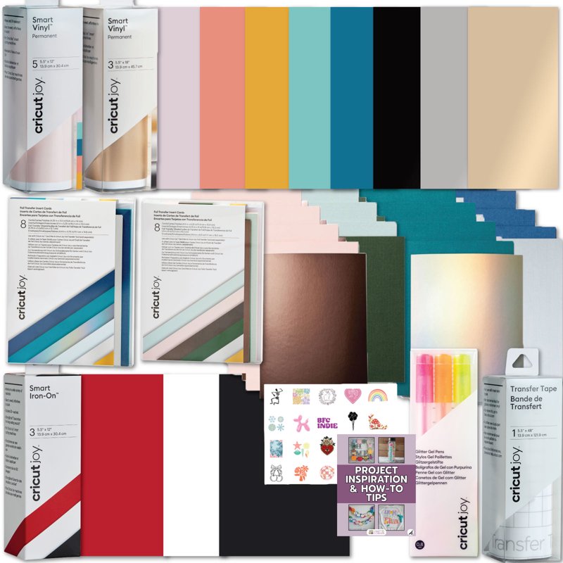 Cricut Materials Crafting Bundle for Cricut Joy & Joy 2 - Starter Set with Vinyl & Accessories