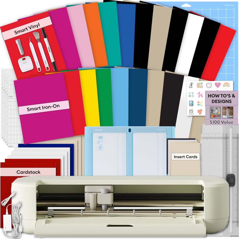 Cricut Explore 5 Cutting Machine Bundle with Vinyl and Heat Transfer Sheets