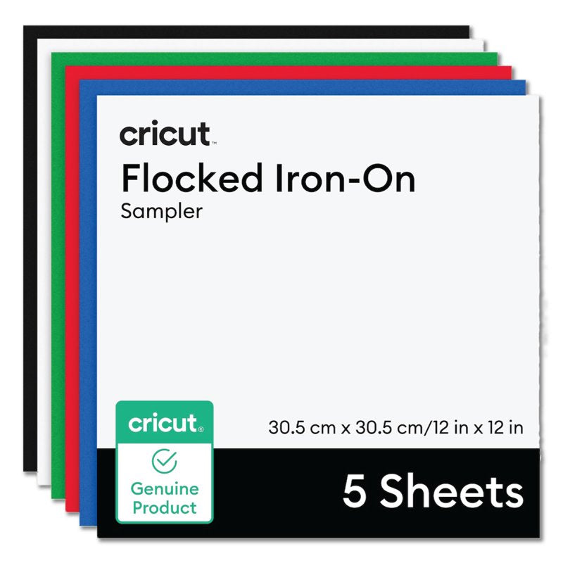 Flocked Iron-On Sheets for Cricut - 12x12 Inches, 5 Colors, Velvety Texture