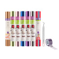 Iron-On Materials & Accessories Bundle for Cricut Machines - HTV, Foil, Sportflex, Tools