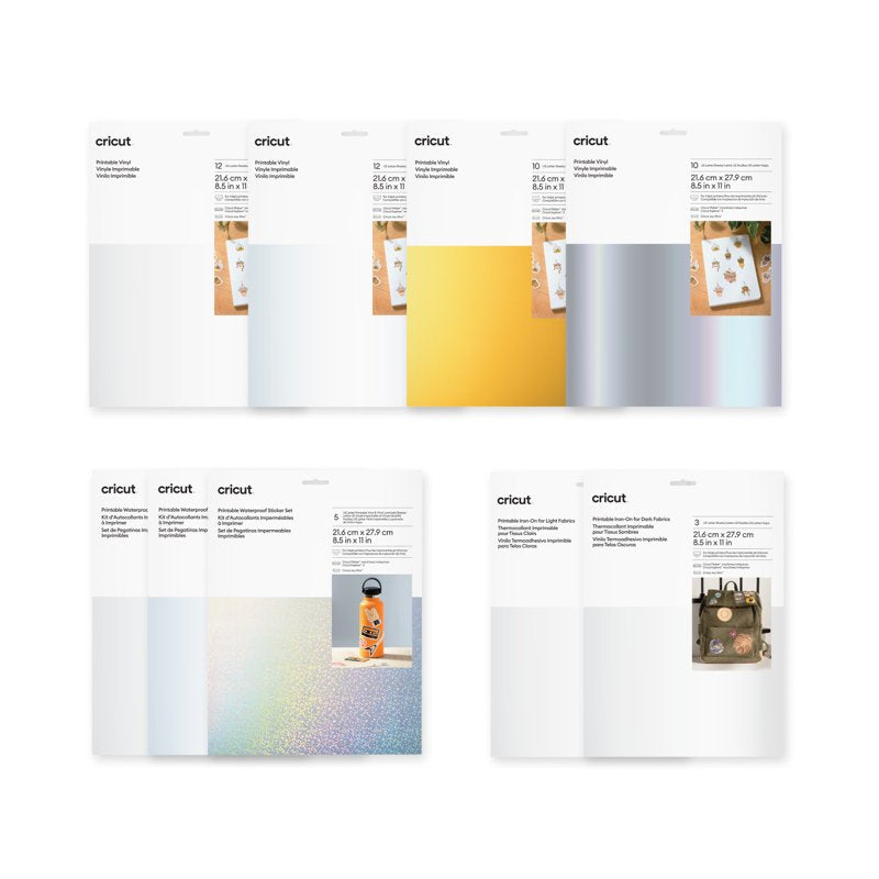 Printable Craft Materials Bundle for DIY Projects - Vinyl, Iron-On & Waterproof Stickers