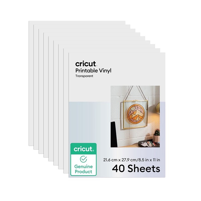Printable Vinyl Sheets for Cricut - Transparent 8.5x11 Inch, 40 Sheets