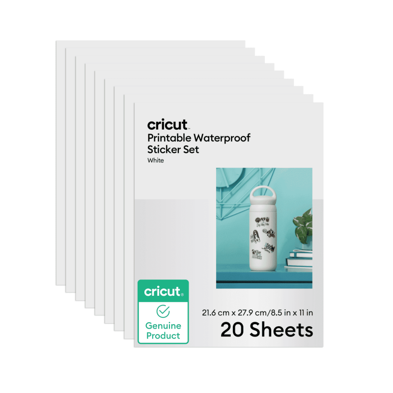 Printable Waterproof Sticker Set for Cricut - 8.5 x 11 Sheets, White & Clear