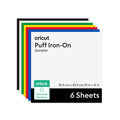 Cricut Puff Iron-On Sheets - 6 Colors, 12x12 Inches Heat Transfer Vinyl