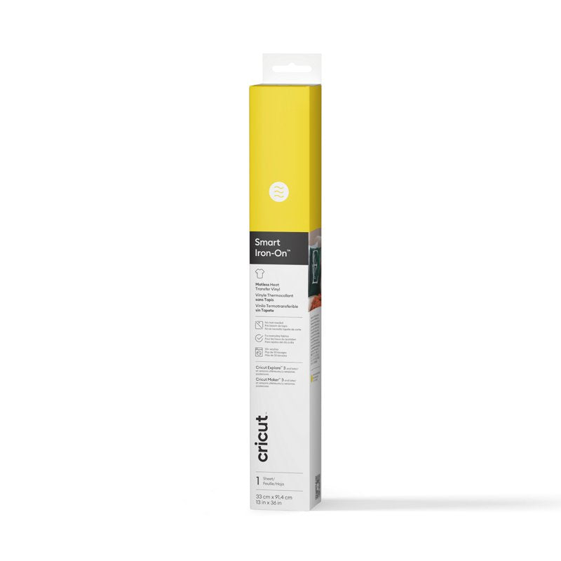 Cricut Smart Iron-On Vinyl Roll - Heat Transfer Material for DIY Projects - Yellow 13 x 36 in