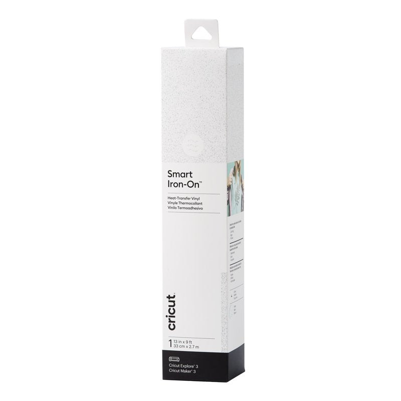 Self-Adhesive Glitter Iron-On Vinyl for Cricut Machines - 13 Inch x 9 Ft, White
