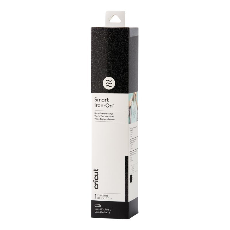Glitter Iron-On Vinyl for Cricut Machines - 9 ft Black