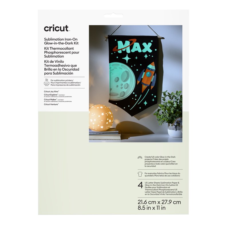 Glow-in-the-Dark Sublimation Iron-On Vinyl Kit for Fabric Projects - 8.5x11in, 4 Sheets