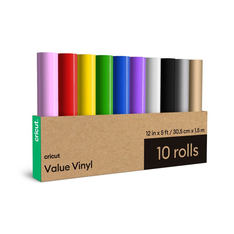 Rainbow Vinyl Rolls - 12 in x 5 ft, 10-Pack for Cricut & Craft Projects