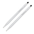 Refillable Ballpoint Pen and 0.7mm Pencil Set - Chrome Finish, Gift Box Included