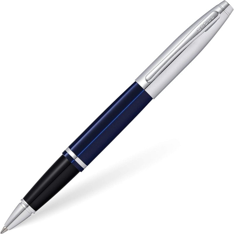 Cross Calais Chrome & Blue Rollerball Pen - Elegant Writing Instrument