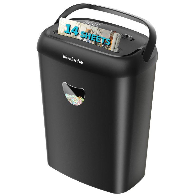Heavy Duty Cross Cut Paper Shredder 14-Sheet Capacity with Jam-Proof Tech