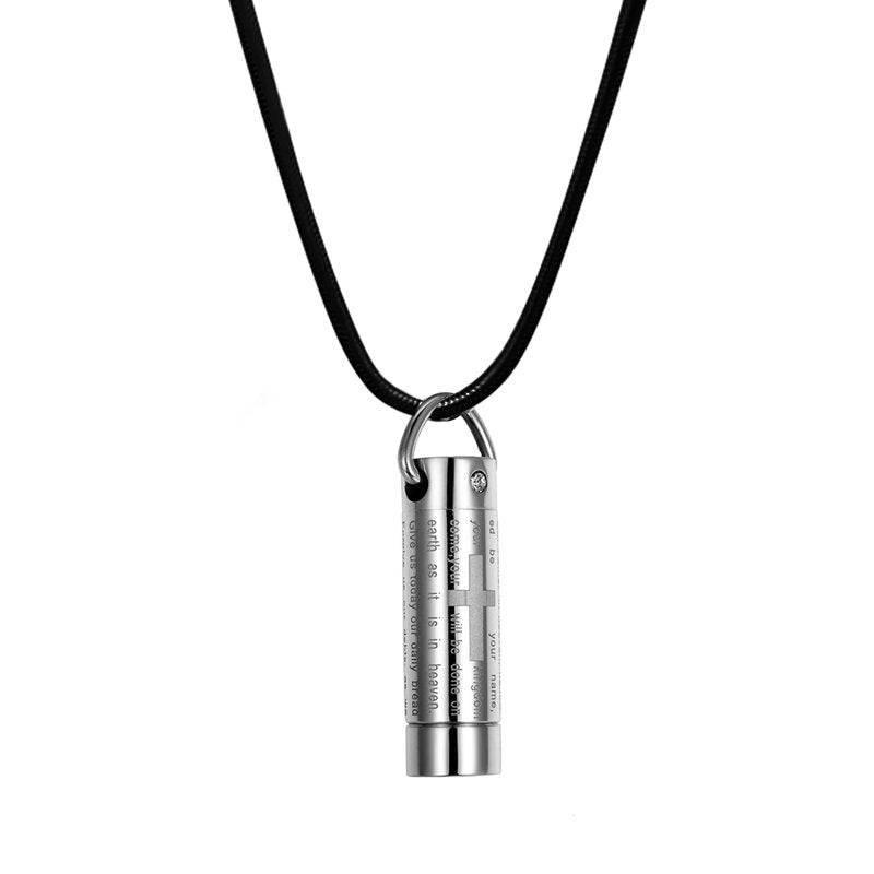 Cross Cylinder Cremation Jewelry Urn Necklace with Free Funnel & Velvet Box