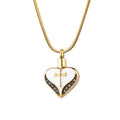 Cross on Heart Memorial Necklace for Ashes Stainless Steel Cremation Jewelry - Gold & Silver Options