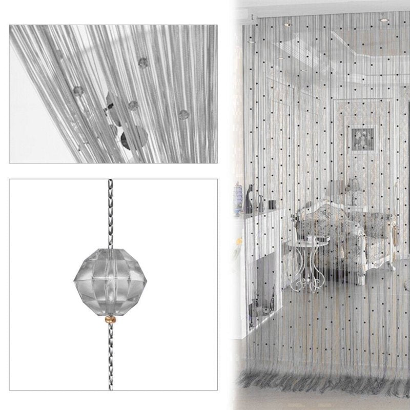 Contemporary Gray Beaded Curtain 40x79 Inches - Room Divider & Window Decor