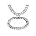 Stainless Steel Cubic Zirconia Necklace & Bracelet Set - Elegant Jewelry