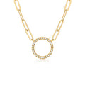 Gold Over Sterling Silver Cubic Zirconia Circle Necklace 18" + 2" Extender
