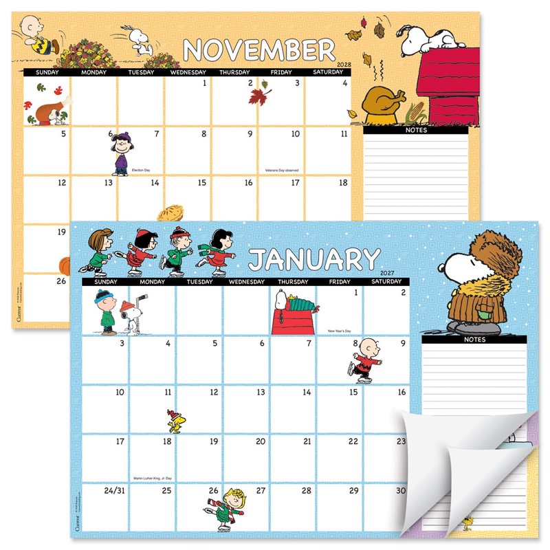 Peanuts Desk Calendar Pad 2027–2028 Large 11x16.25 Inch 24-Month Office Organizer