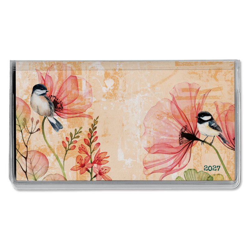 Pocket Calendar & Memo Pad - 2027 Floral Monthly Organizer, 3.5 x 6.5 Inches, Daily Notes for Kitchen & Office