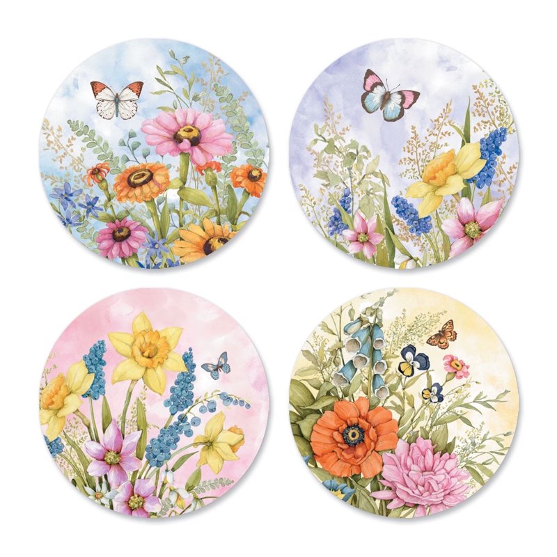 Current Garden Walk Seals (4 Designs) - Set of 24 1.5" Envelope Stickers